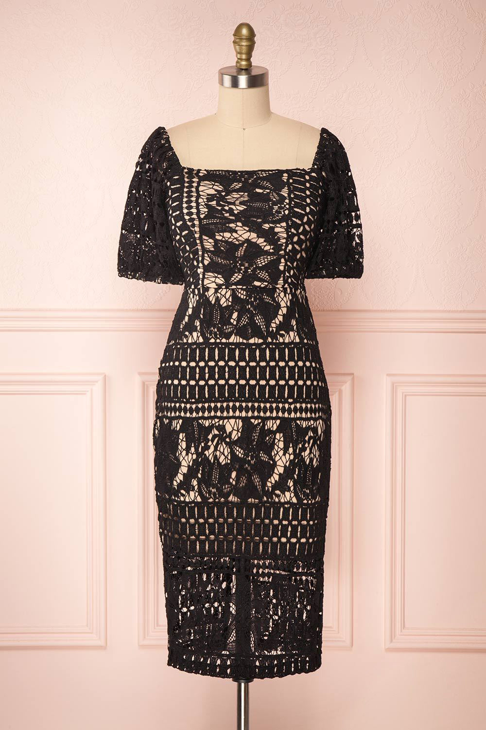 Daphnee Noir Black Laced Cocktail Dress | Boutique 1861