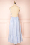 Darby Blue Plunged Neckline Textured Midi Dress | Boutique 1861 back view