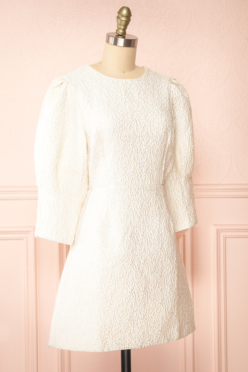Daria Ivory Textured Open-Back Short Dress | Boutique 1861 side view