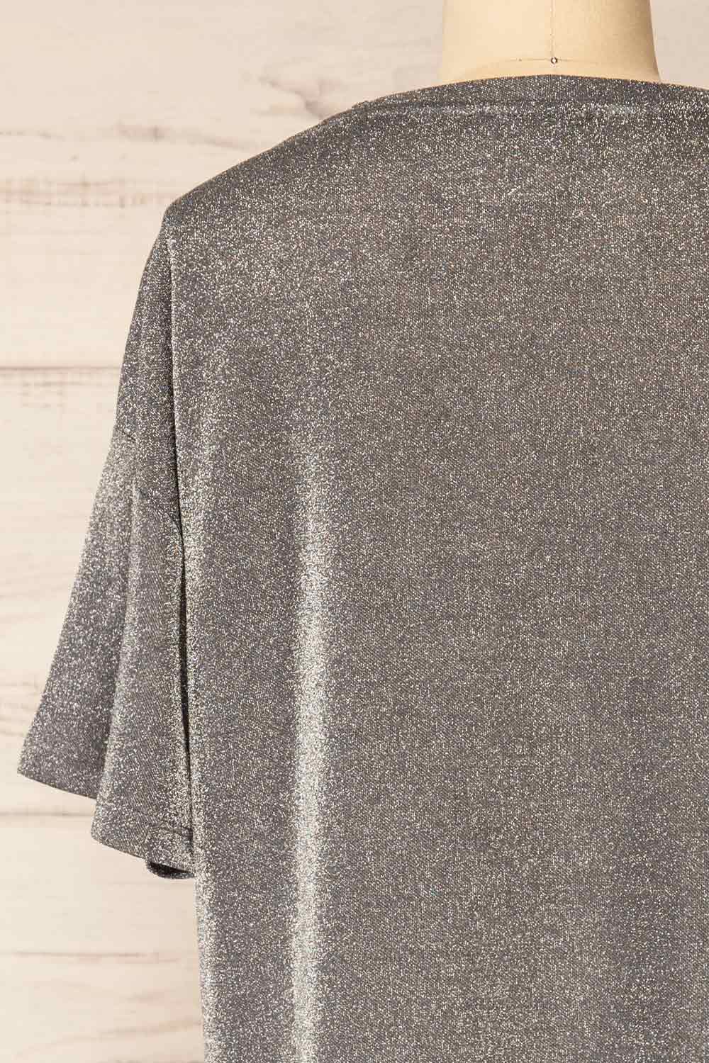 Dattilo Grey Shimmery T-Shirt Dress | La petite garçonne back close-up
