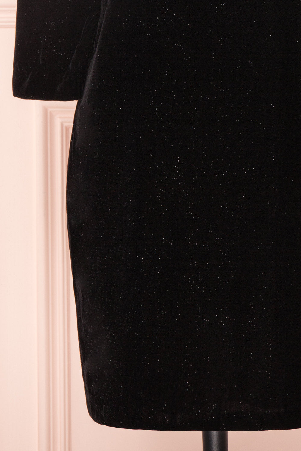 Davorka Black Shimmering Velvet Cocktail Dress | BOTTOM CLOSE UP | Boutique 1861