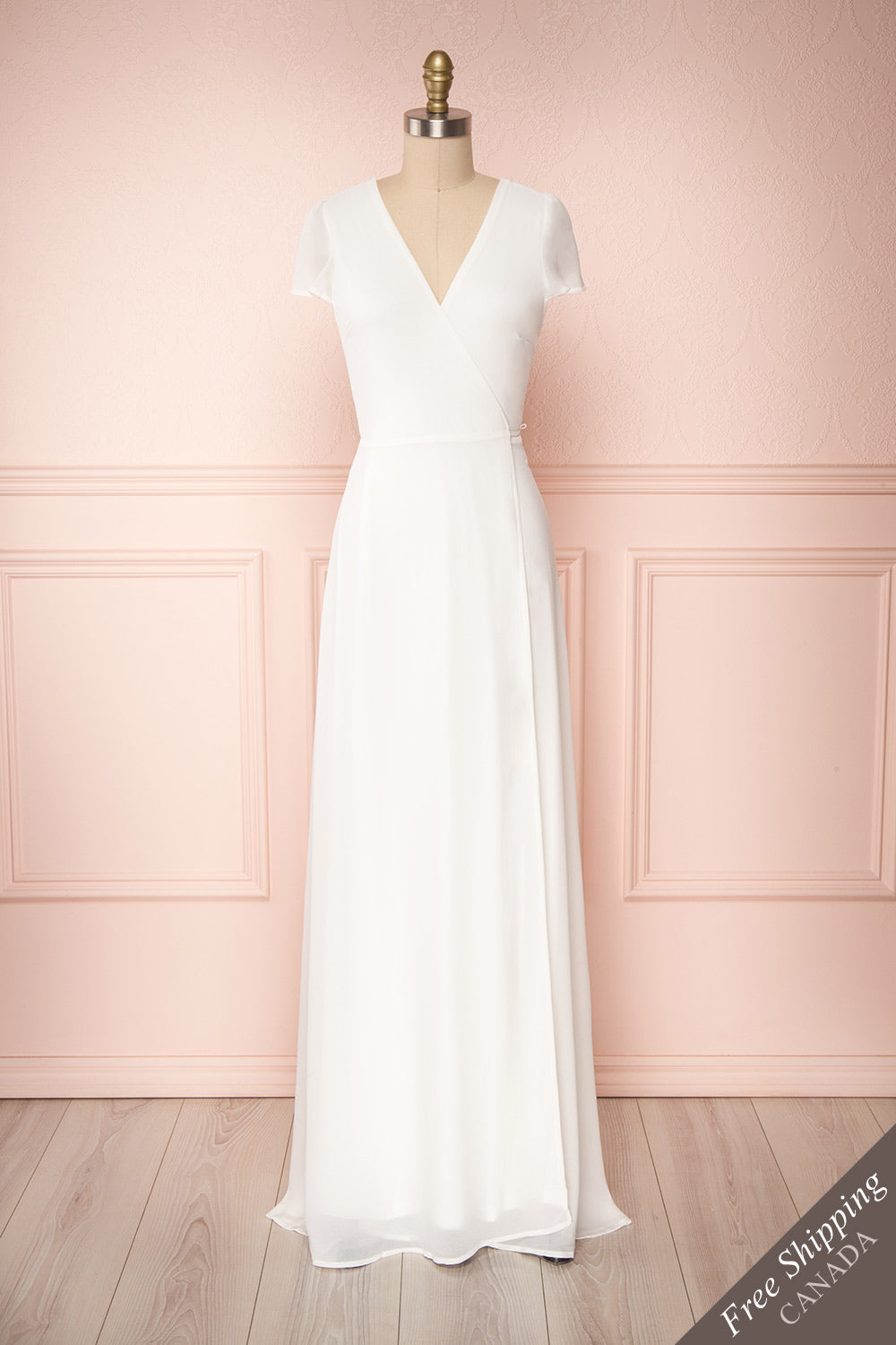 Debbie Ivoire Ivory Minimalist Maxi Wrap Dress | Boudoir 1861 front view