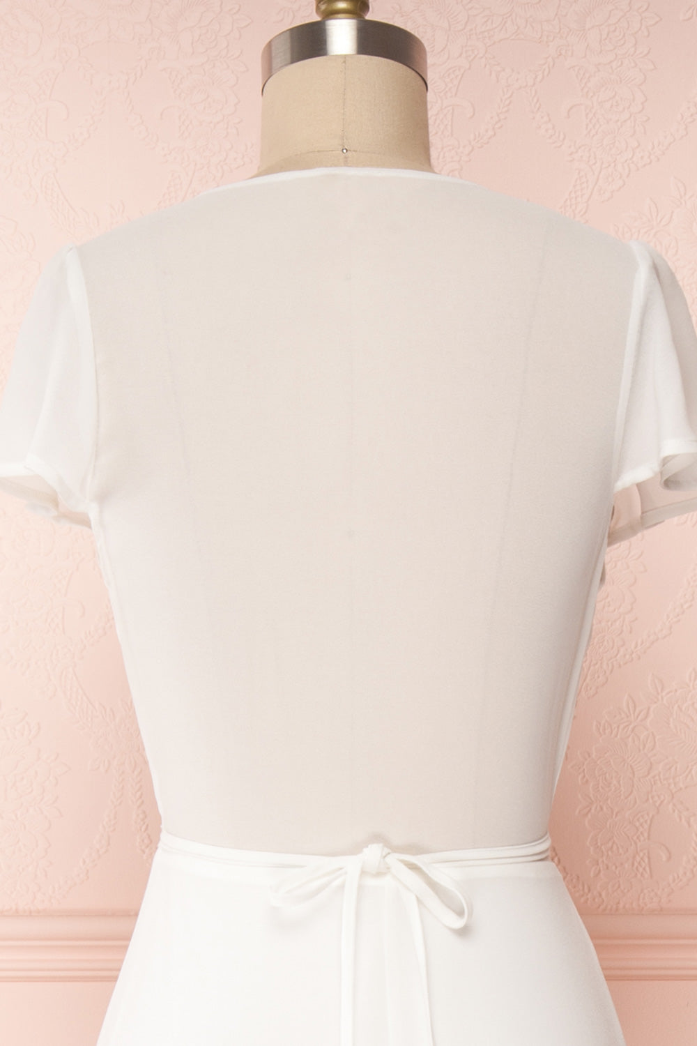 Debbie Ivoire Ivory Minimalist Maxi Wrap Dress | Boudoir 1861 back close-up