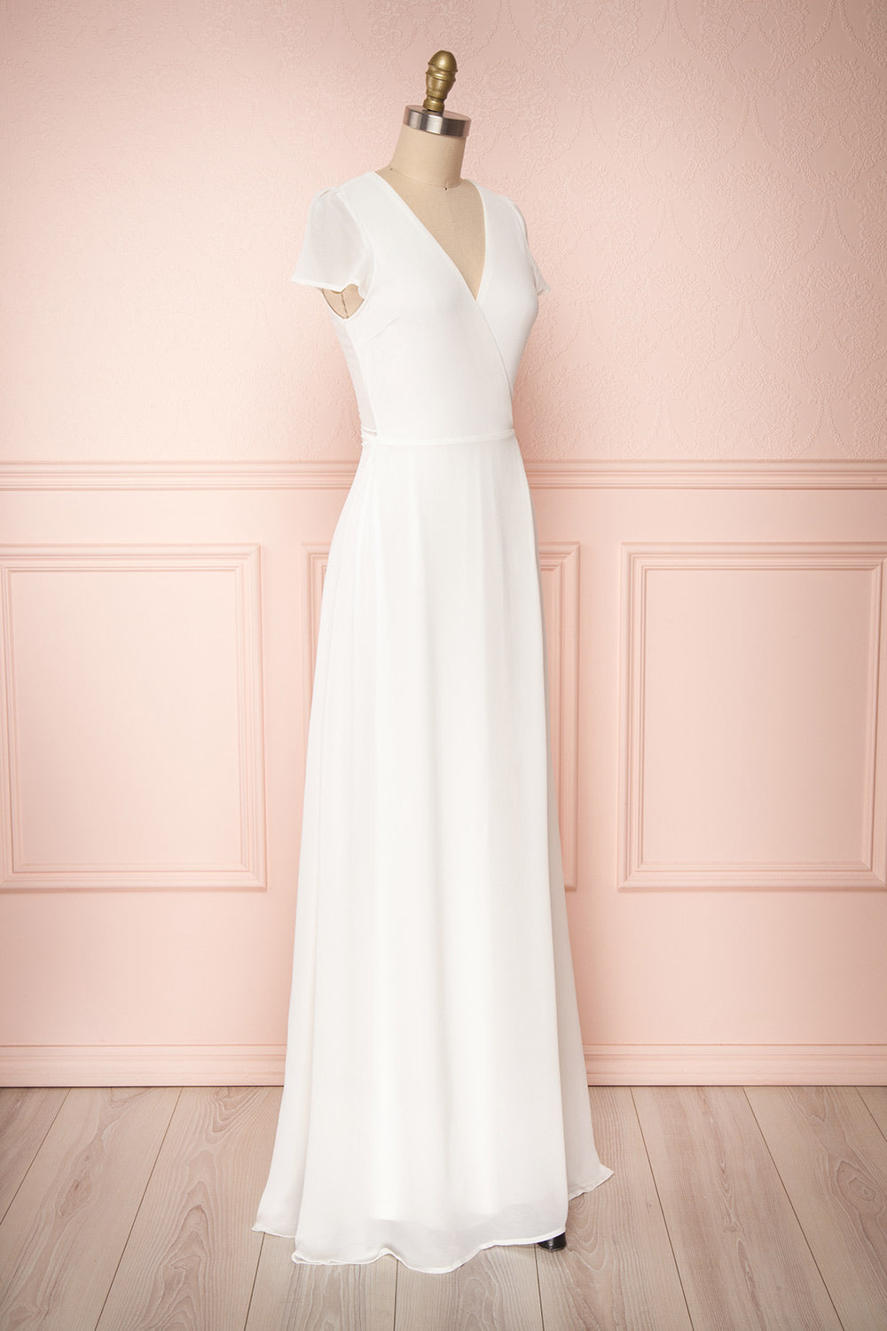 Debbie Ivoire Ivory Minimalist Maxi Wrap Dress | Boudoir 1861 side view