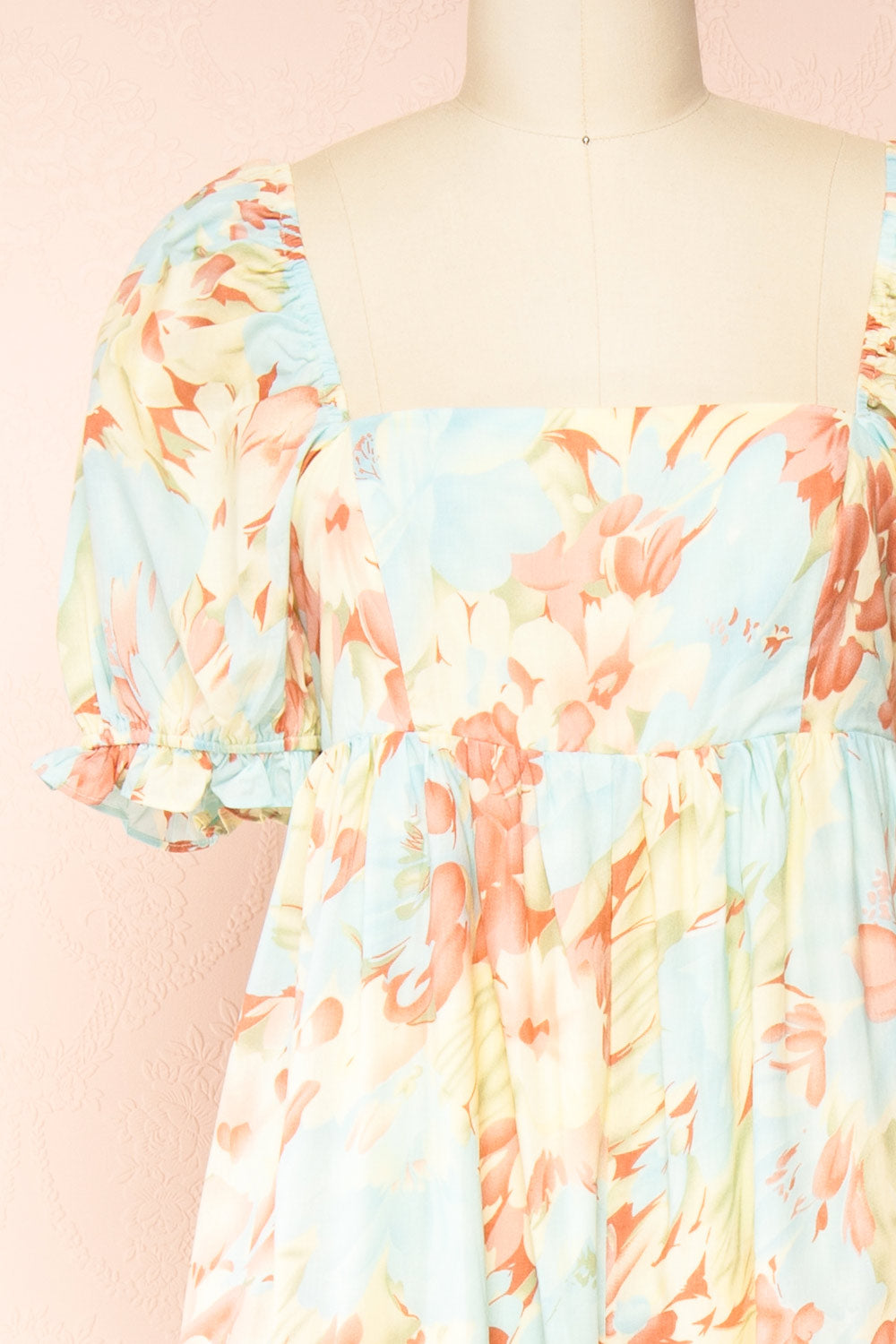 Dee Floral Jumpsuit w/ Square Neckline | Boutique 1861 front close-up