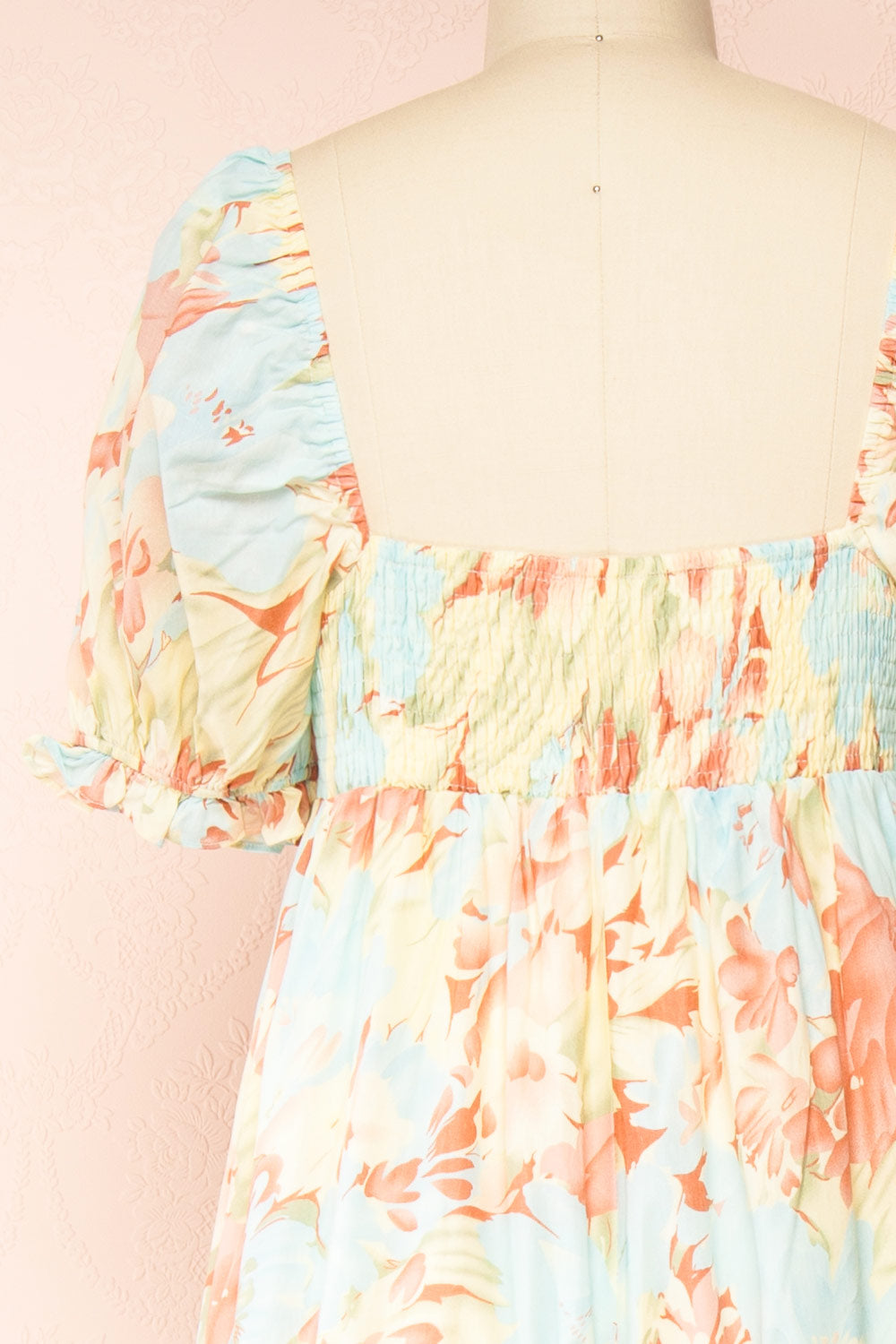 Dee Floral Jumpsuit w/ Square Neckline | Boutique 1861 back close-up