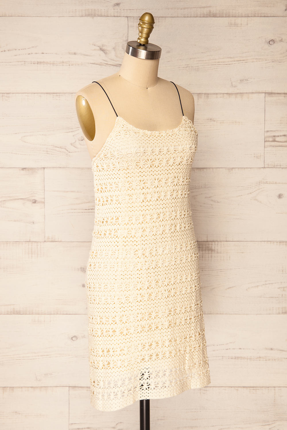 Denver Beige Floral Crochet Short Dress | La petite garçonne side view 