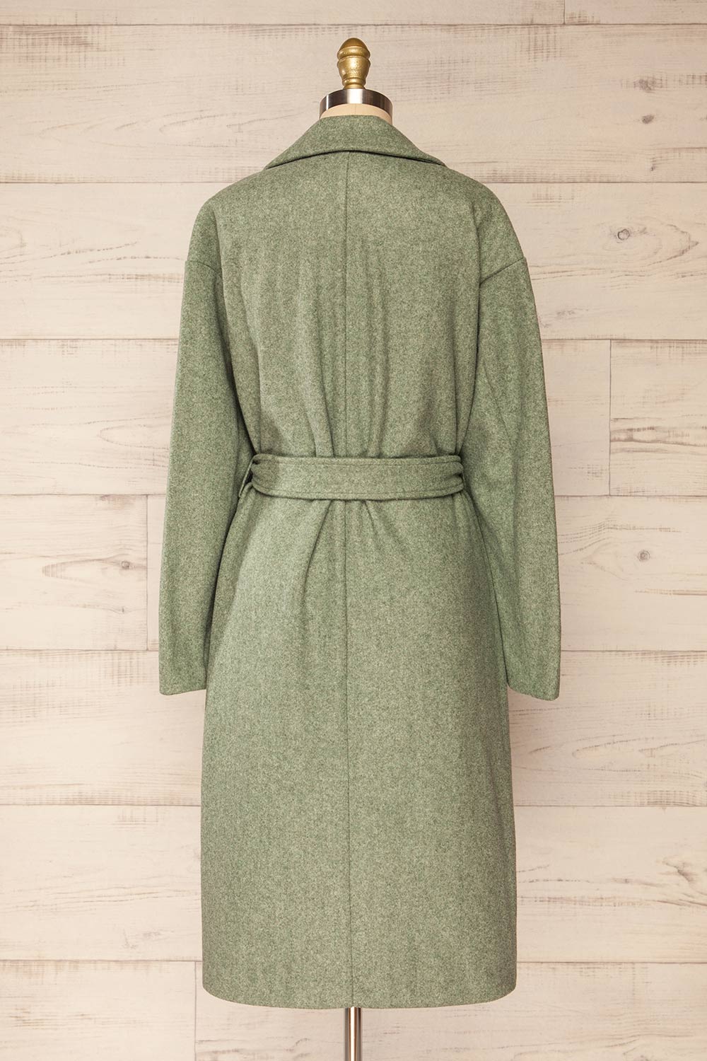 Dhome Sage Felt Trench Coat w/ Belt | La petite garçonne back view