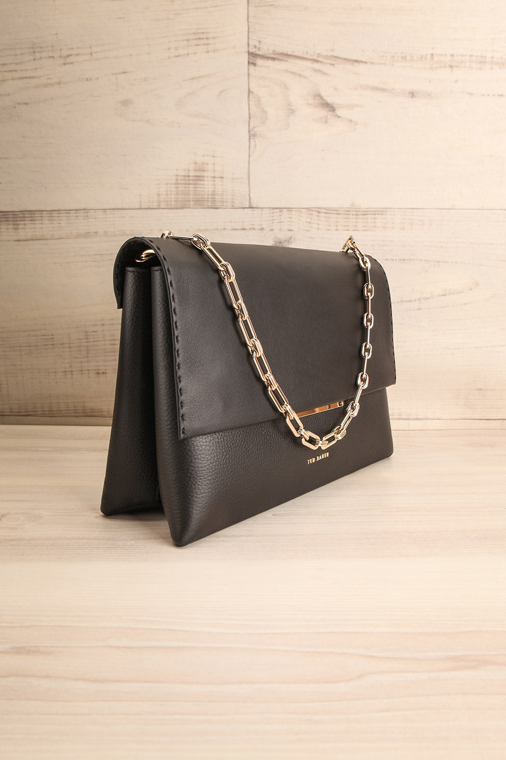 Diane Black Leather Handbag | La Petite Garçonne side view