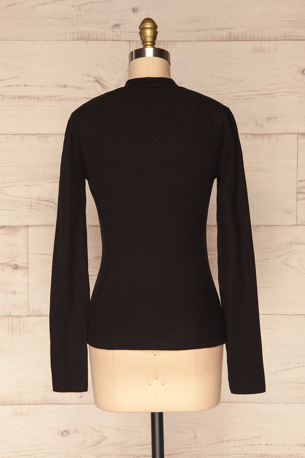 Didima Black Ribbed Top with Stand Collar | La Petite Garçonne back view