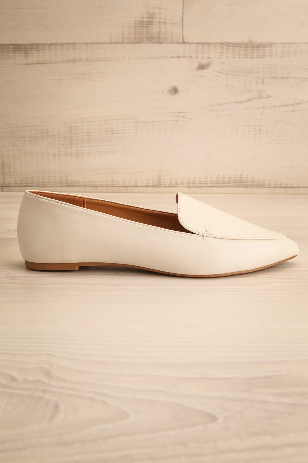 Dinteranthus Ivory Pointed Faux-Leather Loafers | La petite garçonne side view