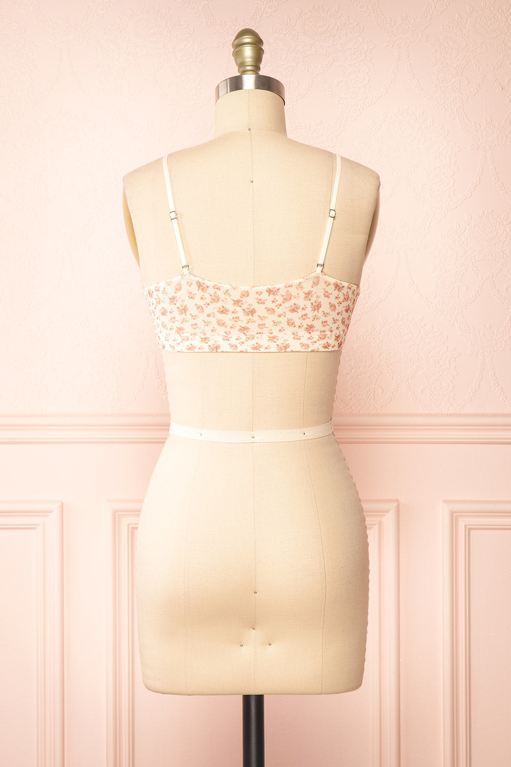 Distyle Ivory Floral Mesh Bralette w/ Lace | Boutique 1861 back view