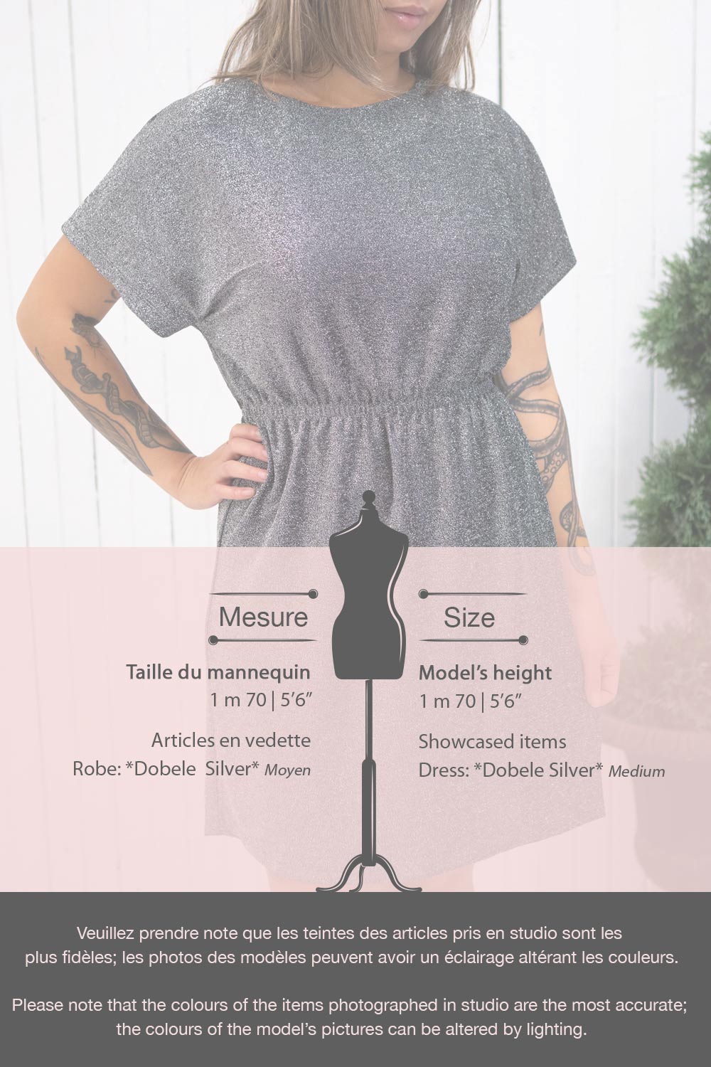 Dobele Silver Sparkling Short Sleeve Dress | La petite garçonne fiche