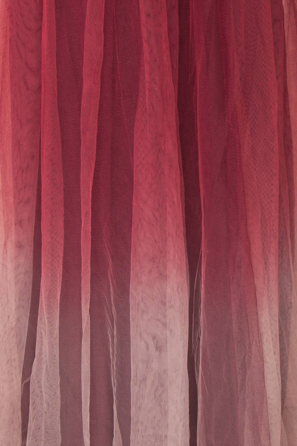 Docina Volcano Burgundy Tulle Maxi Prom Dress | FABRIC DETAIL | Boutique 1861