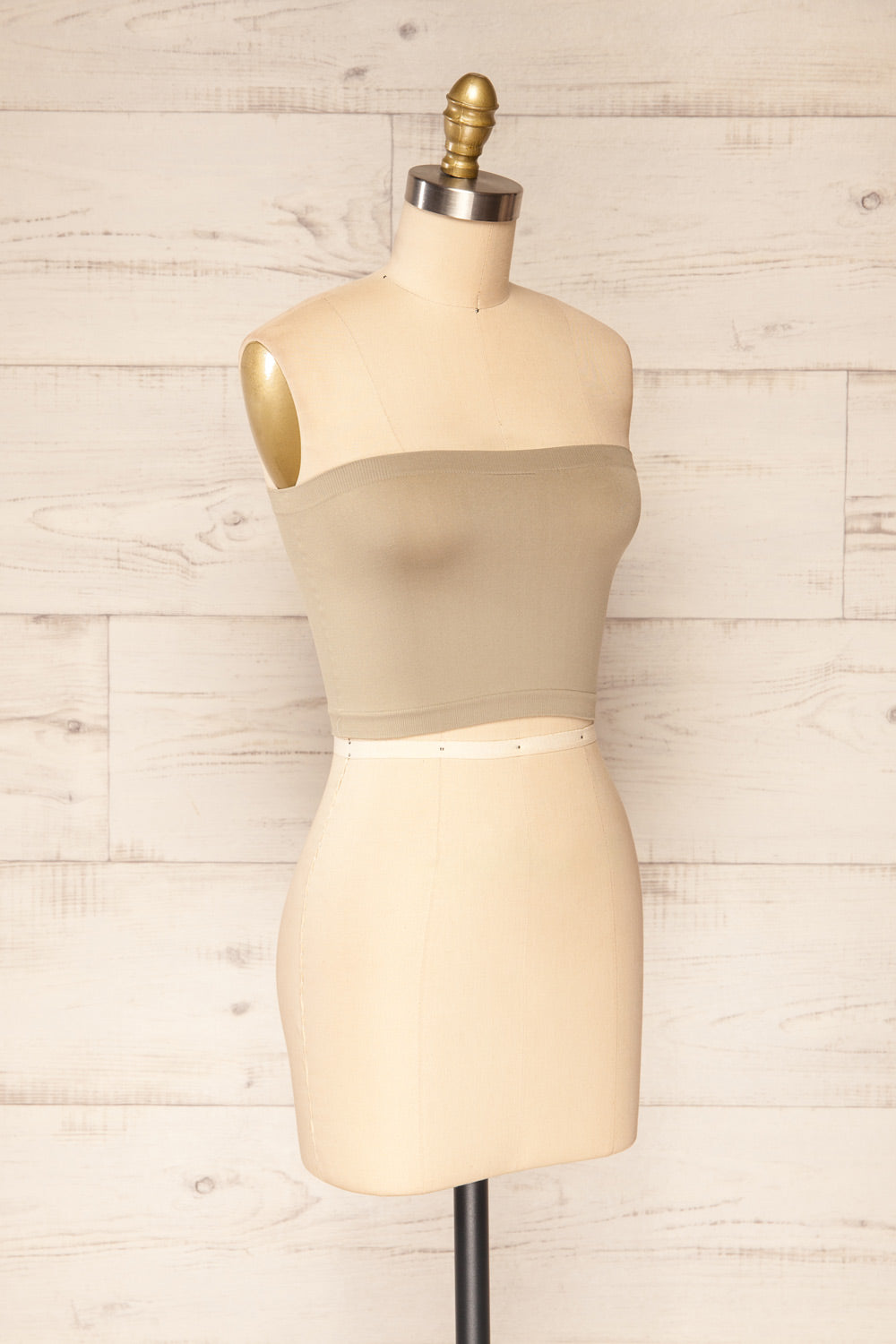 Dolna Taupe Stretchable Bandeau Top | La Petite Garçonne side view