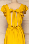 Doncaster Yellow Midi A-Line Dress w/ Ruffles | La Petite Garçonne back close-up