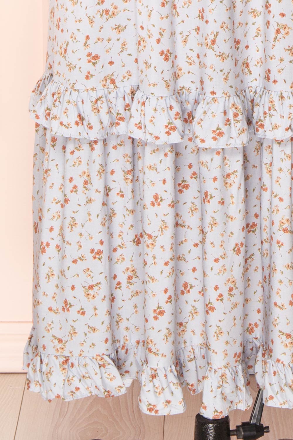 Dorys Blue | Floral Midi Skirt With Elastic Waist bottom