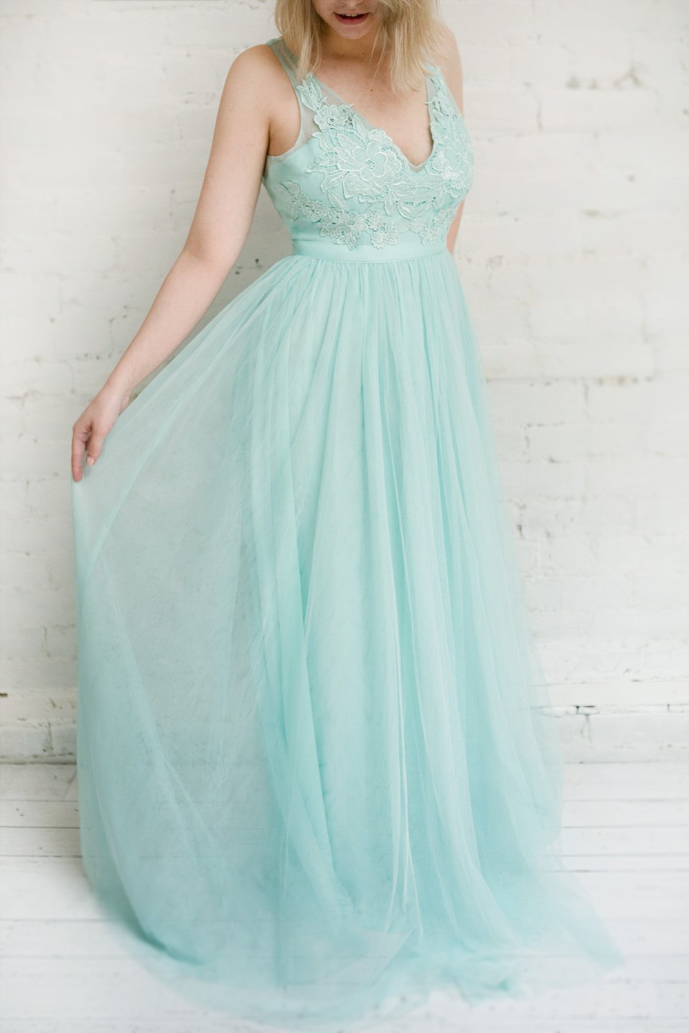 Néomie Purple Tulle Gown with Crocheted Lace | Boudoir 1861