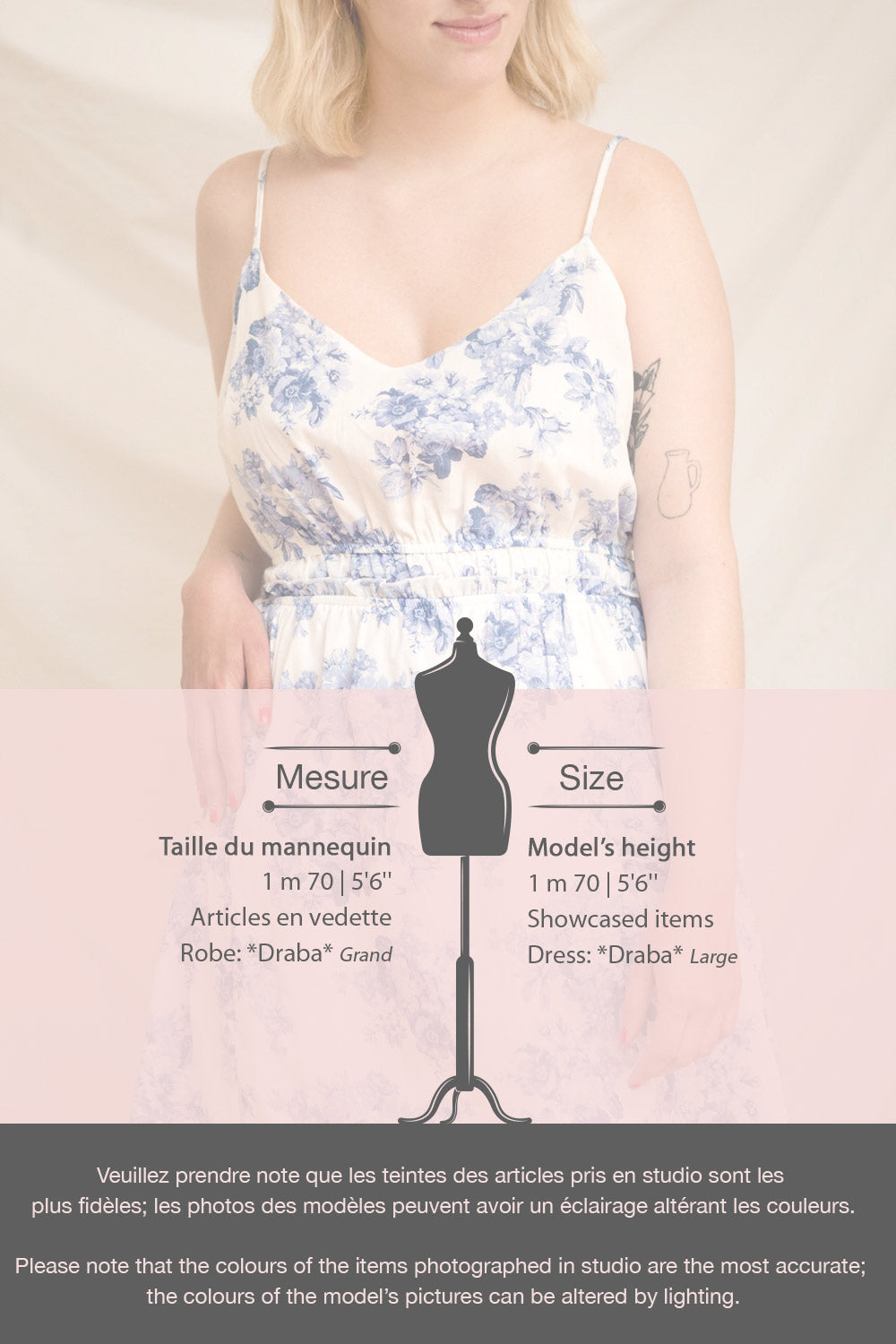 Draba Floral Blue & White A-Line Short Dress | Boutique 1861 model fiche