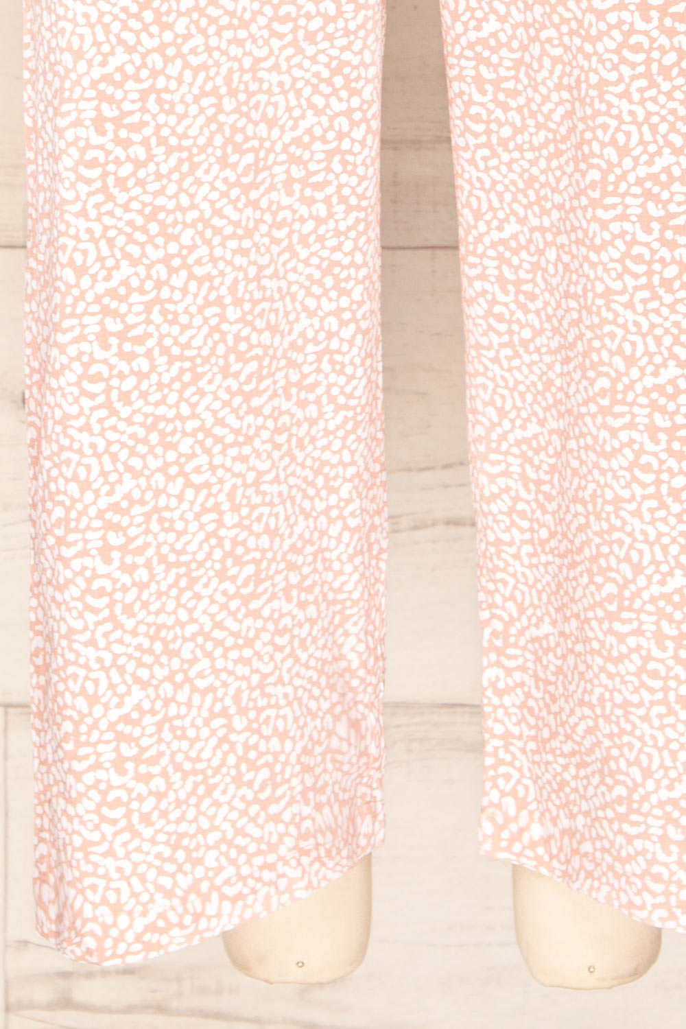 Drezdenko Pink Straight Leg Jumpsuit with Frills | La petite garçonne bottom close-up