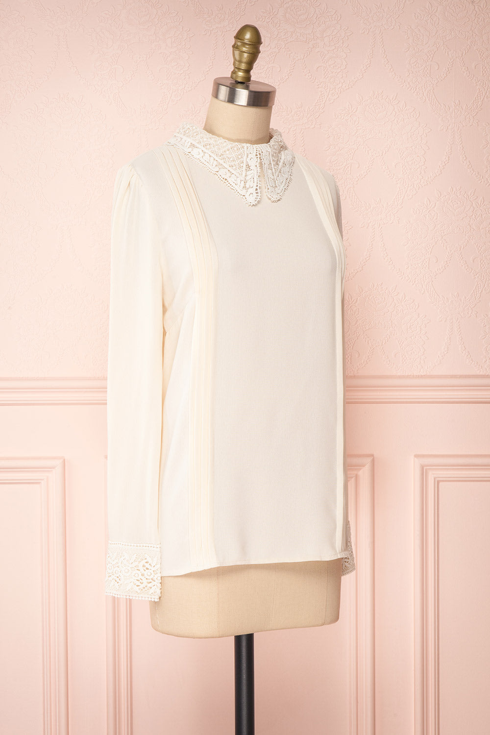 Edel Beige Blouse with Lace Collar | Boutique 1861 side view
