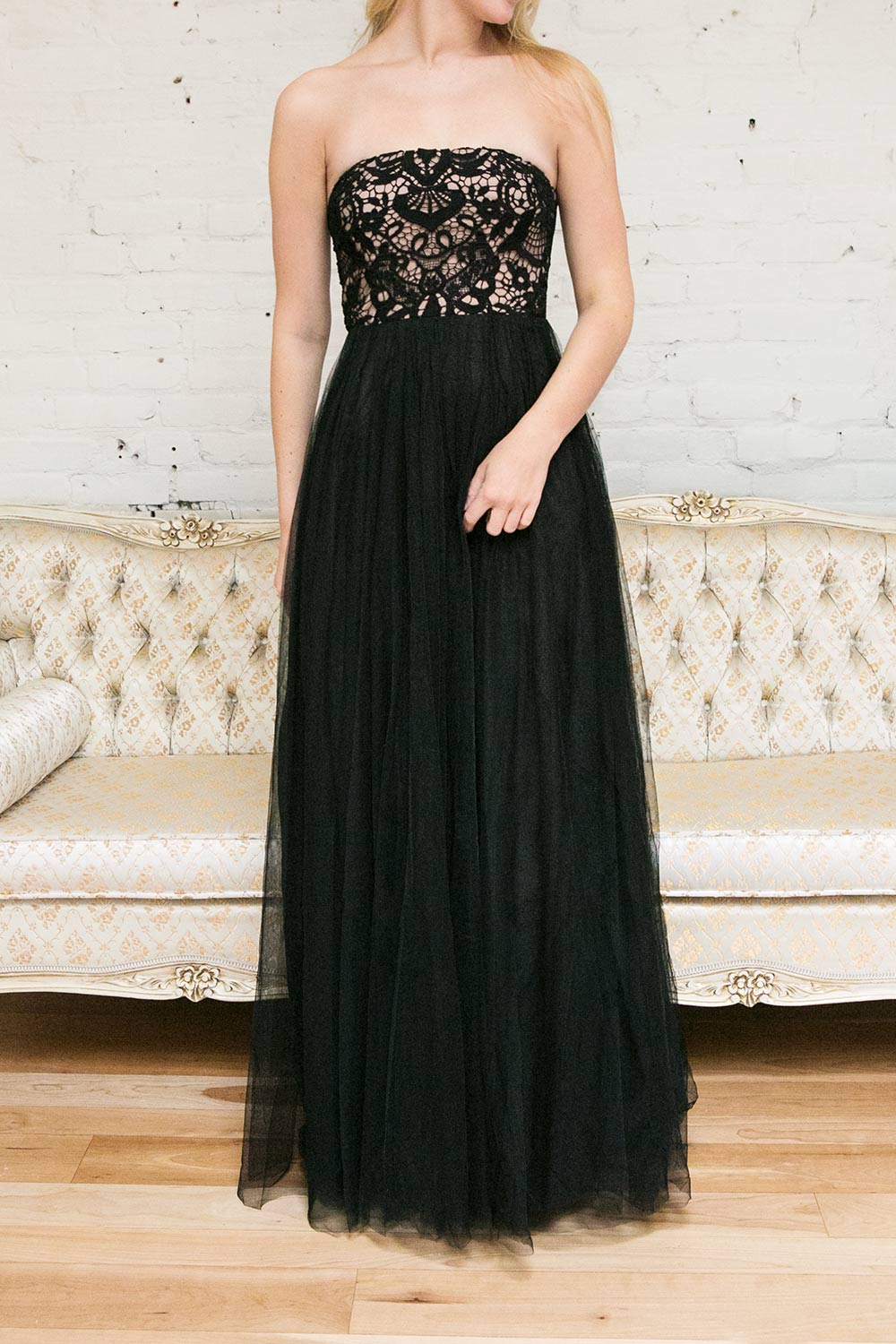 Edris Blush maxi tulle dress with lace top | Boudoir 1861 model