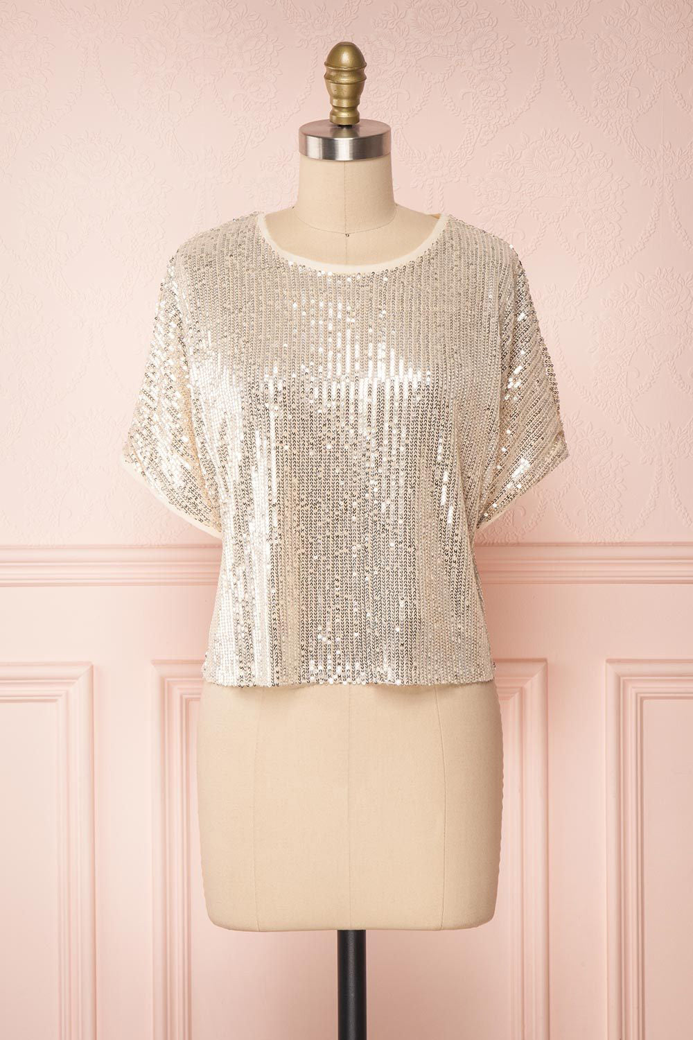 Eesha Beige Sequin Top | Haut à Paillettes | Boutique 1861