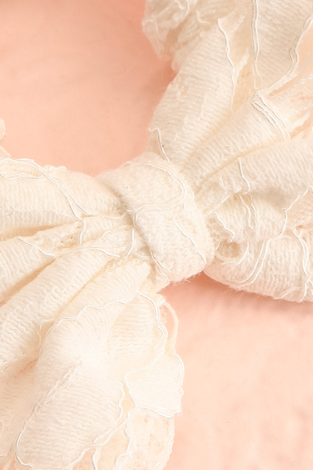 Eflyr White Lace Hair Scrunchie with Bow | Boutique 1861 close-up