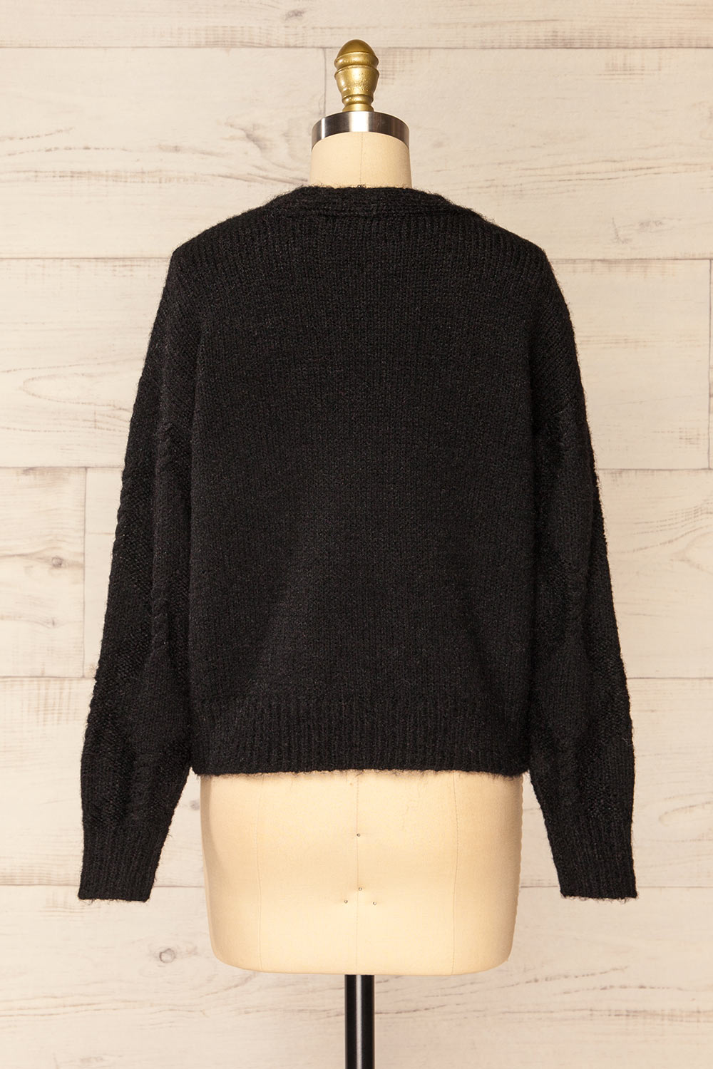 Eggje Black Button-Up Knit Cardigan | La petite garçonne back view