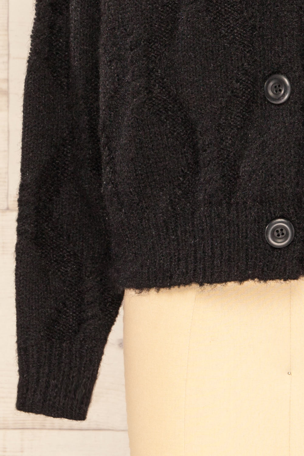 Eggje Black Button-Up Knit Cardigan | La petite garçonne bottom