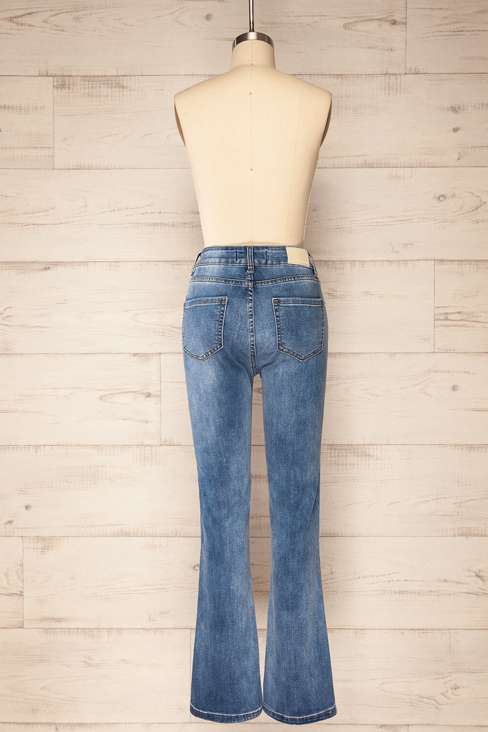 Eggjestolen High-Waisted Flared Leg Blue-Grey Jeans | La petite garçonne back view 