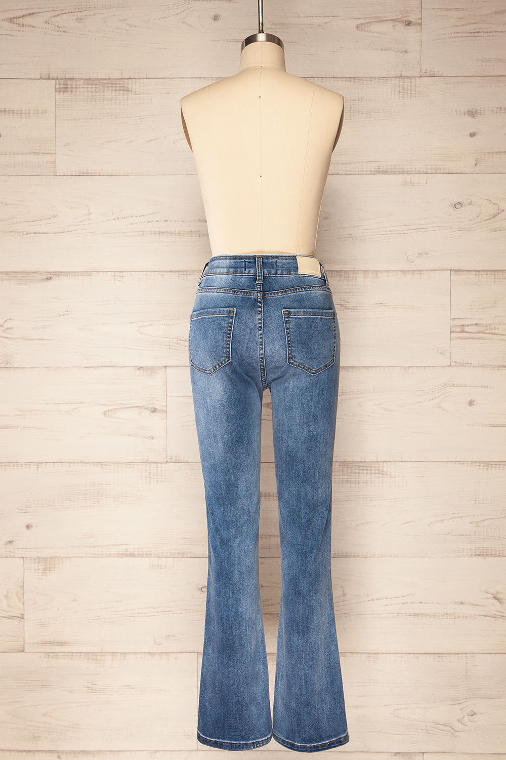 Eggjestolen High-Waisted Flared Leg Blue-Grey Jeans | La petite garçonne back view