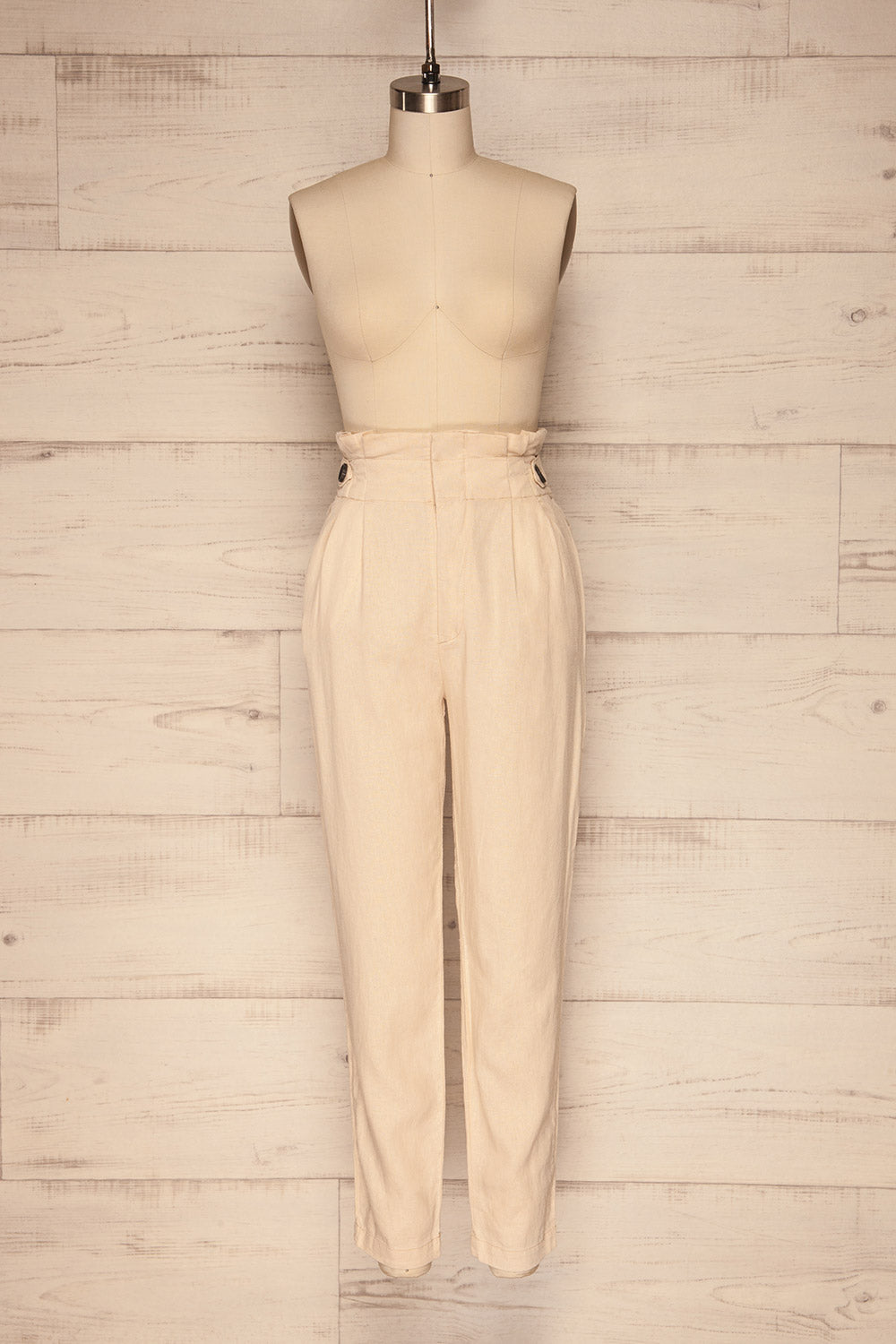 Eidbugten Beige Straight Leg Linen Pants front view | La Petite Garçonne