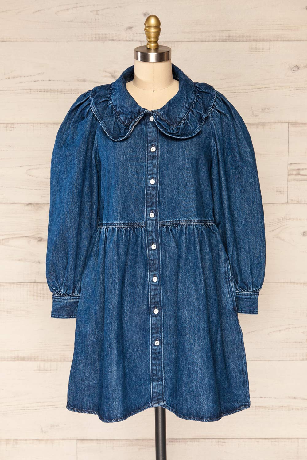 Eidesaetra Long Sleeve Denim Shirt Dress | La petite garçonne front view