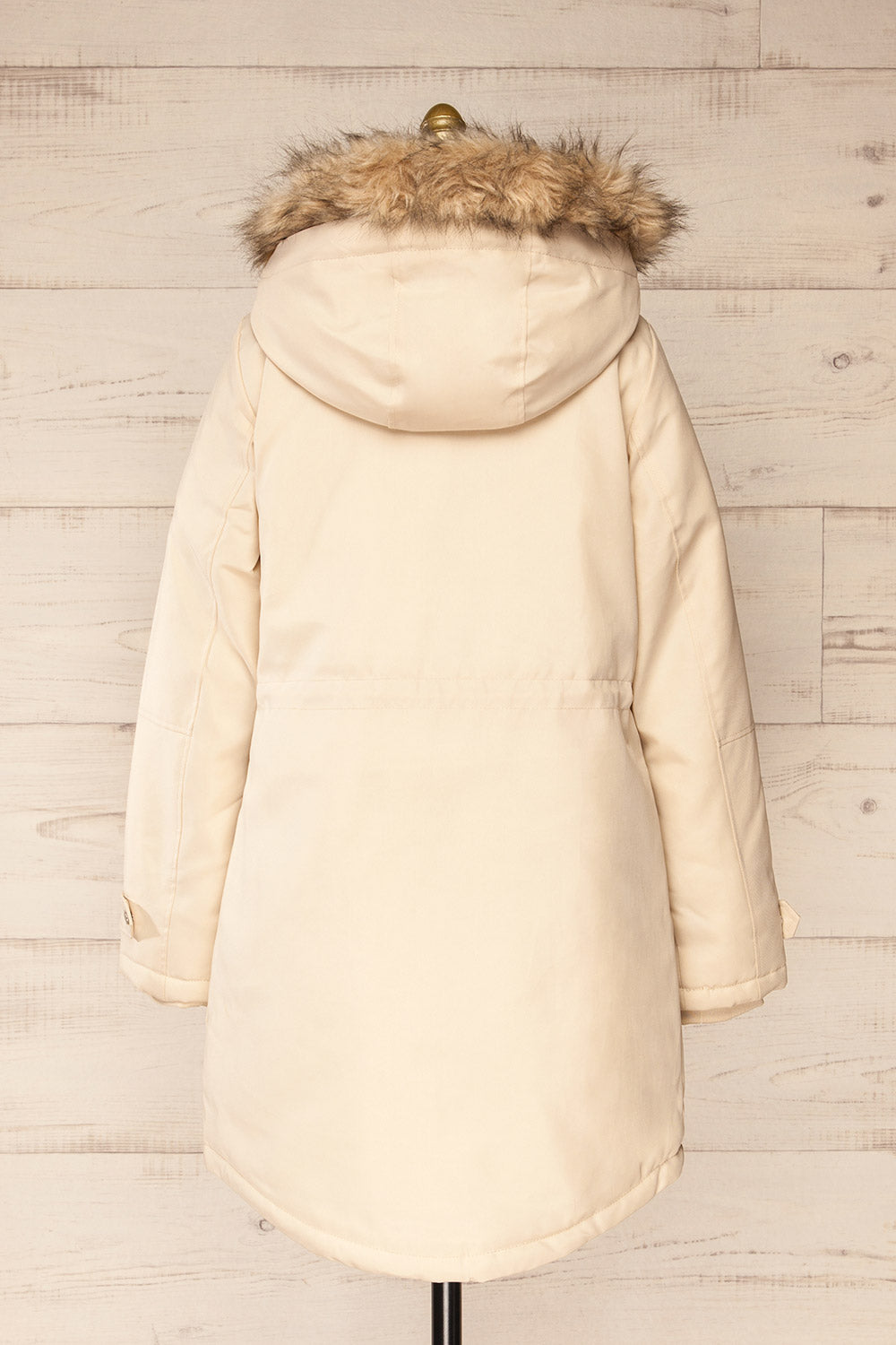 Eidfjord Beige Hooded Parka Coat | La petite garçonne back view