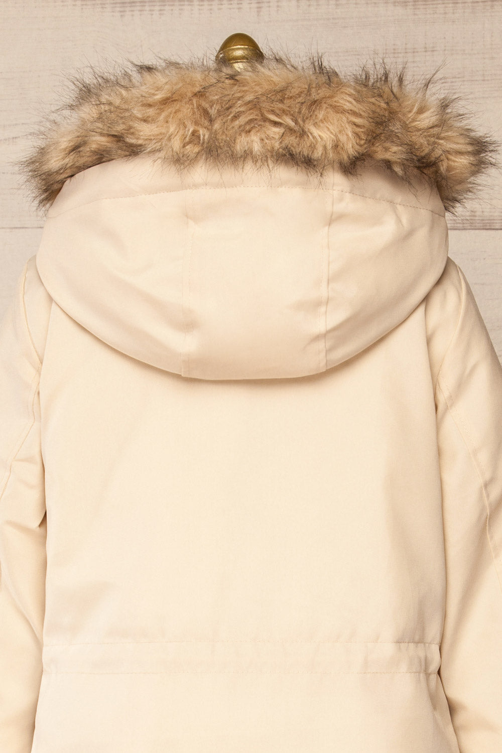 Eidfjord Beige Hooded Parka Coat | La petite garçonne back close-up