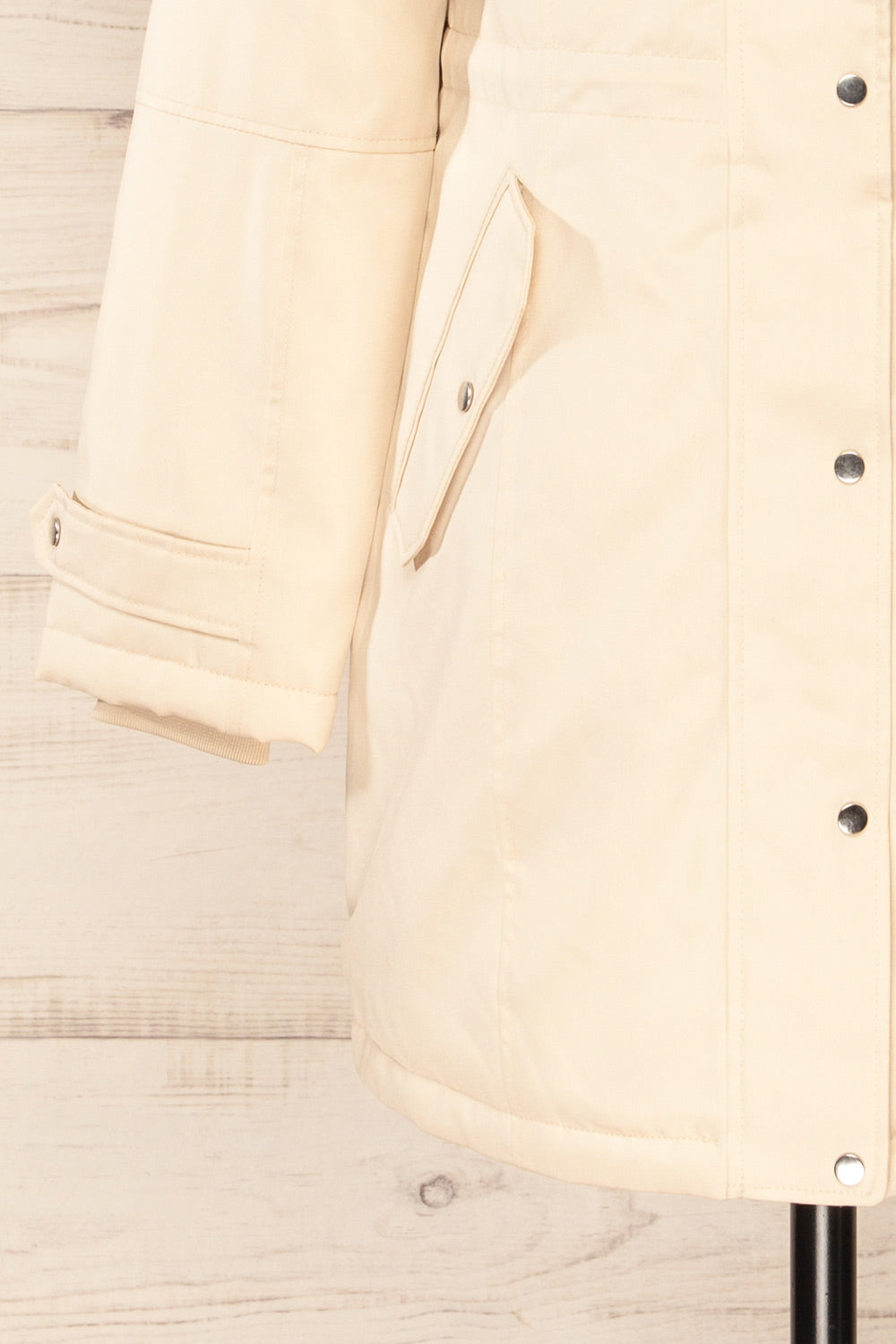 Eidfjord Beige Hooded Parka Coat | La petite garçonne sleeve