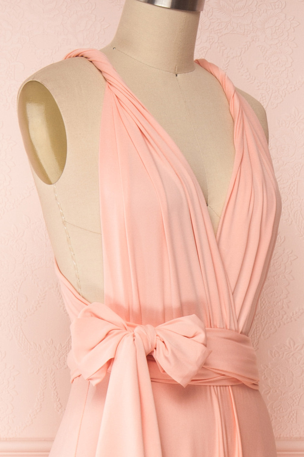 Elatia Blush Light Pink Convertible Dress side close up | Boudoir 1861 side close-up