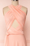 Elatia Blush Light Pink Convertible Dress front close up cross | Boudoir 1861 second look close-up