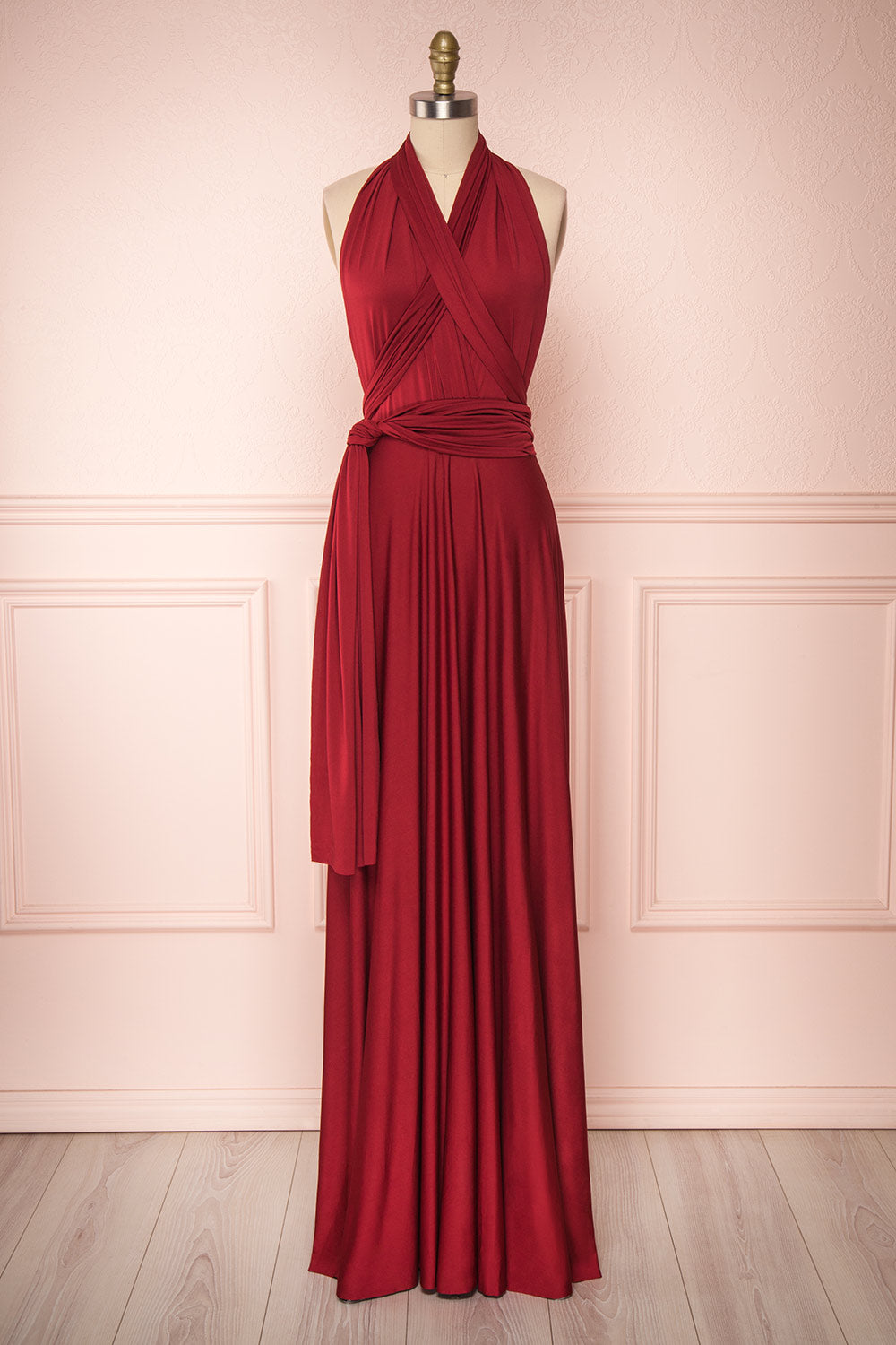 Elatia Bourgogne Burgundy Convertible Maxi Dress | Boudoir 1861