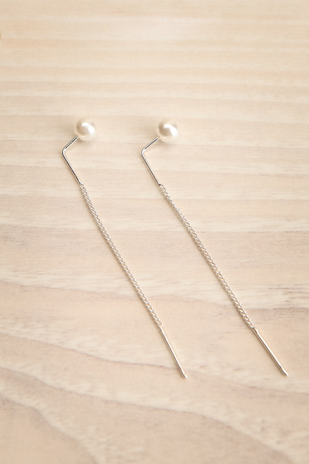 Elba Silver Thread Through Earrings w/ Pearl | La petite garçonne
