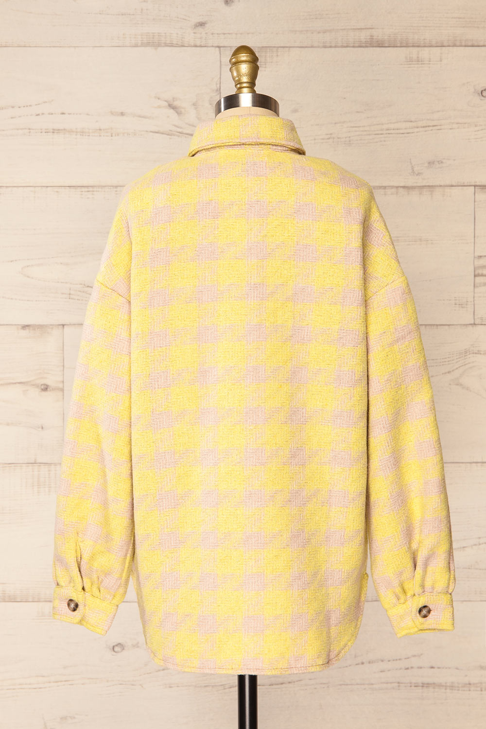 Elche Yellow Houndstooth Oversized Shacket | La petite garçonne back view