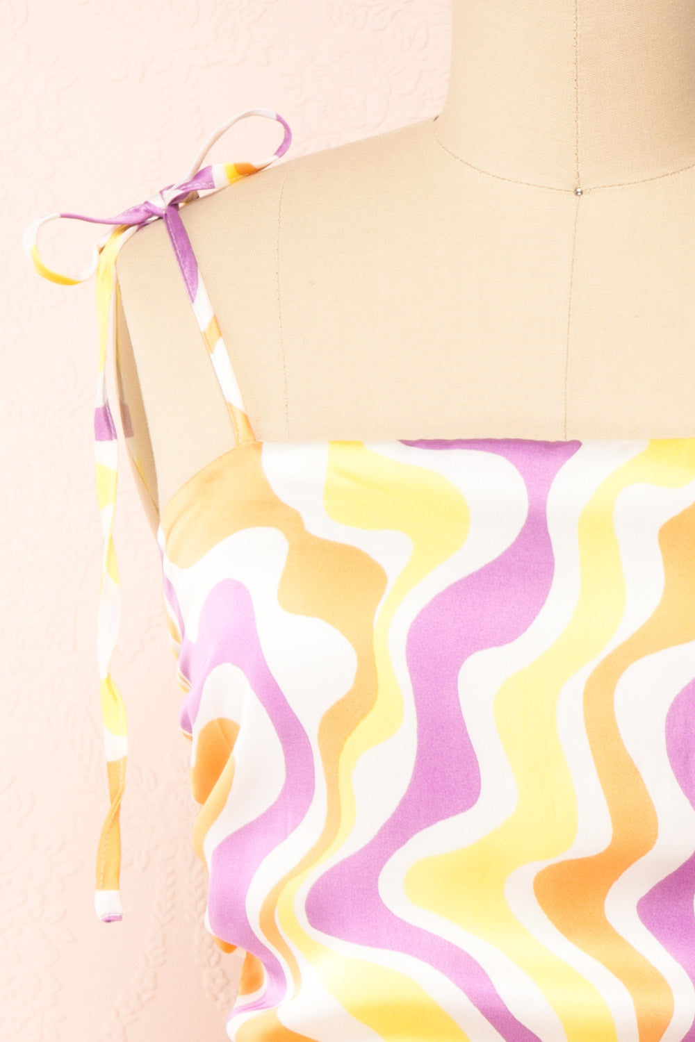 Electra Short Patterned Satin Dress | Boutique 1861 front close-up