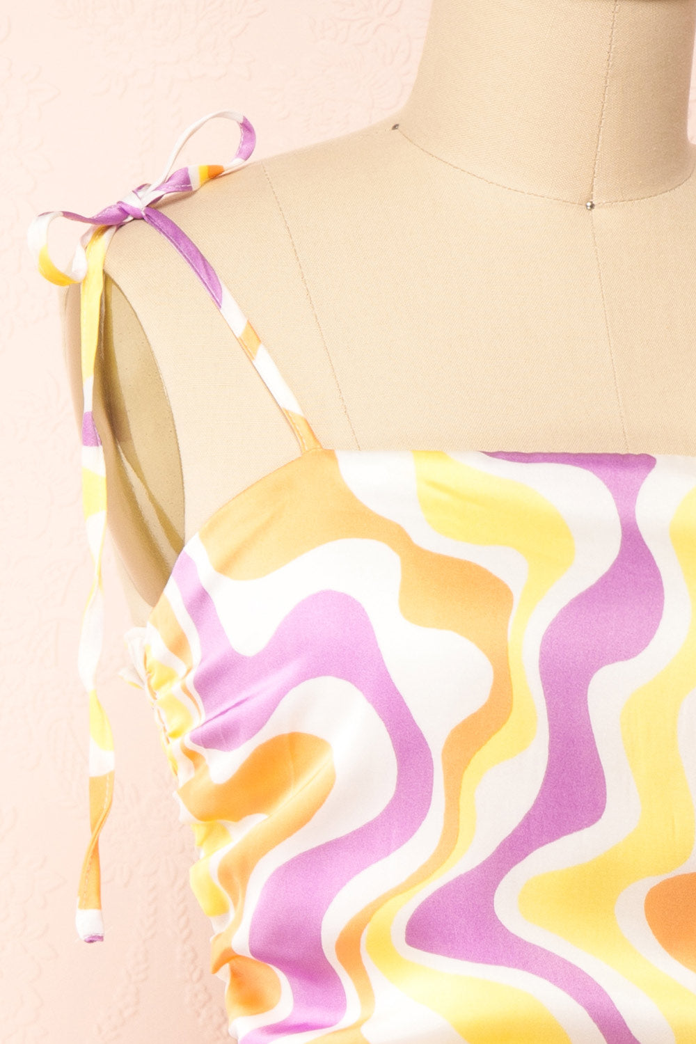 Electra Short Patterned Satin Dress | Boutique 1861 side close-up