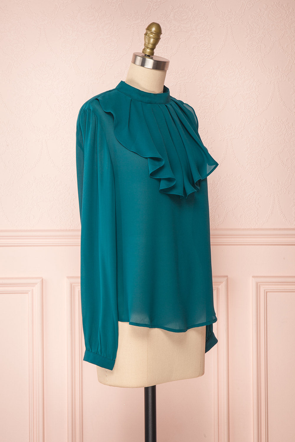 Eliana Emeraude Green Blouse with Ruffles | Boutique 1861 side view
