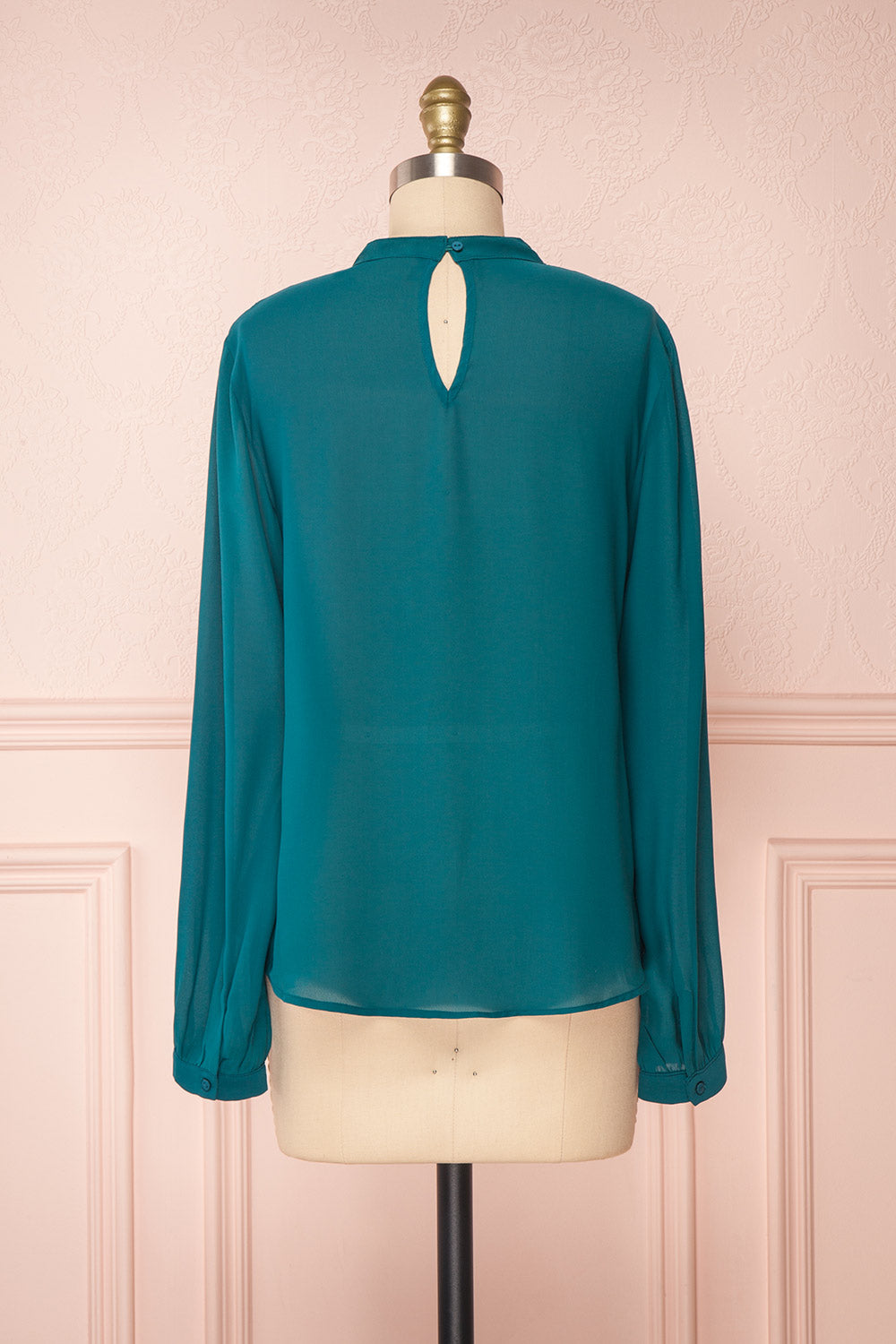 Eliana Emeraude Green Blouse with Ruffles | Boutique 1861 back view