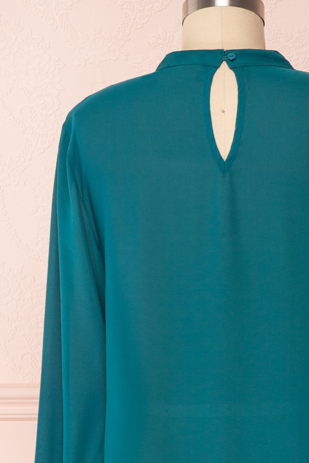 Eliana Emeraude Green Blouse with Ruffles | Boutique 1861 back close-up