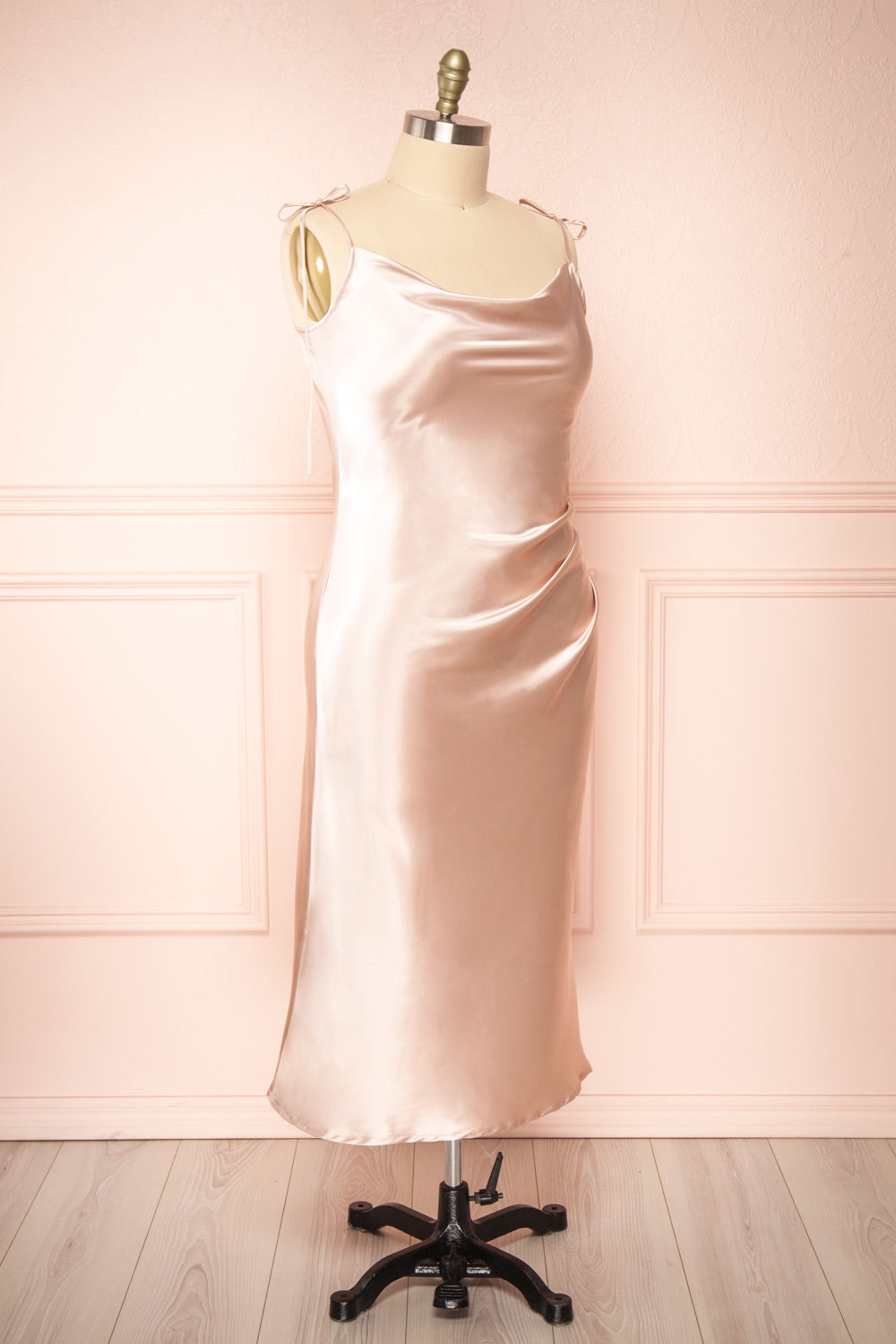 Elyse Blush Cowl Neck Midi Dress | Boutique 1861 side plus size