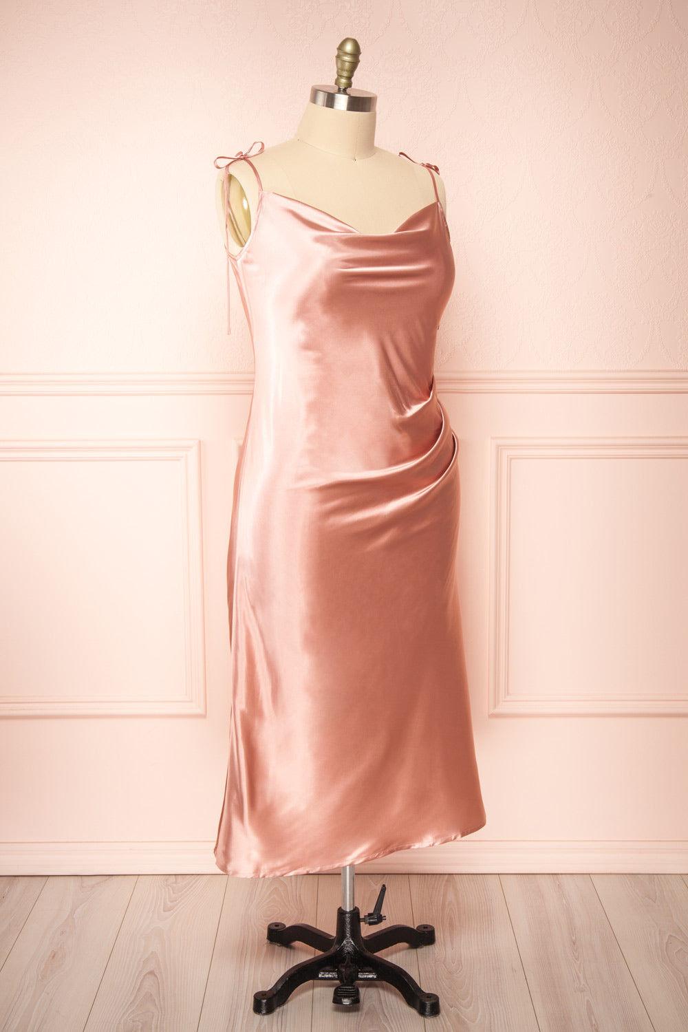 Elyse Pink Cowl Neck Midi Dress | Boutique 1861 side plus size