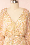 Freela Short Paisley Pattern V-Neck Dress | Boutique 1861  front close up